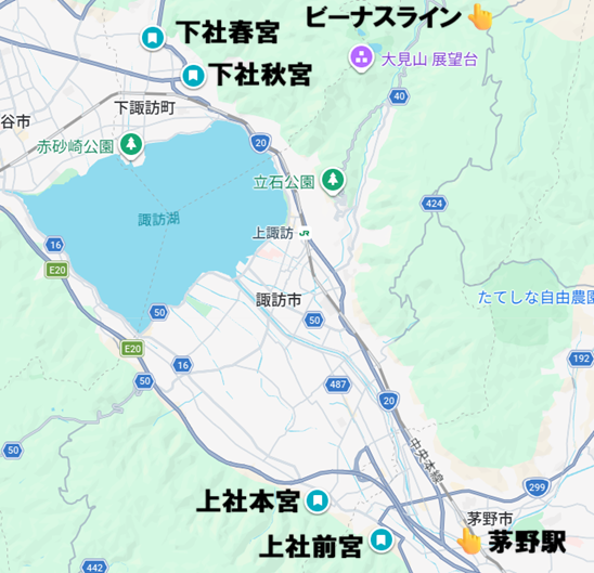 諏訪大社 4社の位置関係